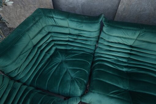 Ligne Roset Togo 5 Piece Sofa in Green Velvet