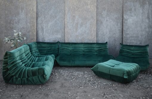 Ligne Roset Togo 5 Piece Sofa in Green Velvet