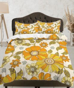 Orange Floral Duvet Cover