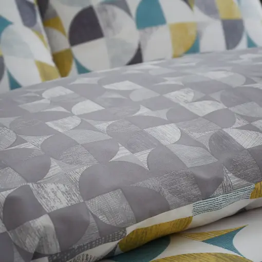 Retro Circles Green Reversible Duvet Cover & Pillowcase Set