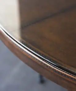 Round Leather Dining Table With Glass Top