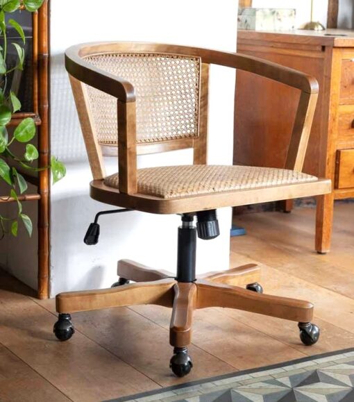 Wicker Swivel Desk Chair