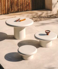 Addaia Round White Cement Coffee Table