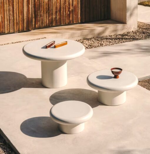 Addaia Round White Cement Coffee Table