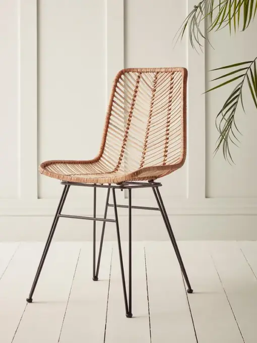 Chevron Flat Rattan Dining Chair