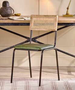 Iswa Leather & Cane Dining Chair