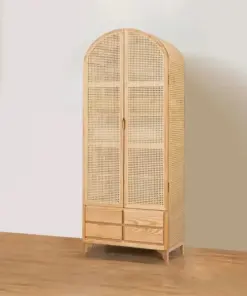 Japandi Woven Rattan Armoire