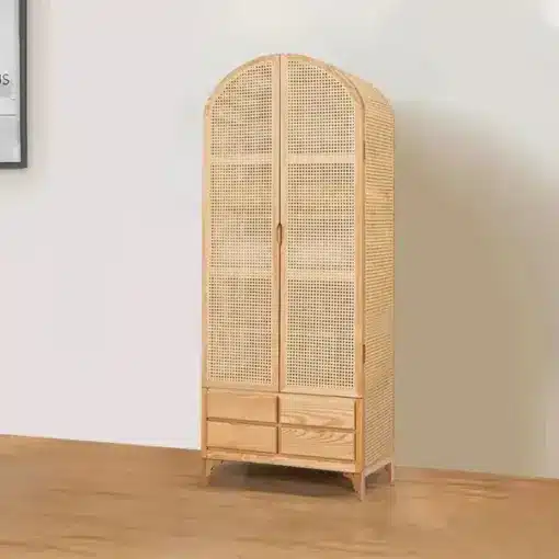 Japandi Woven Rattan Armoire