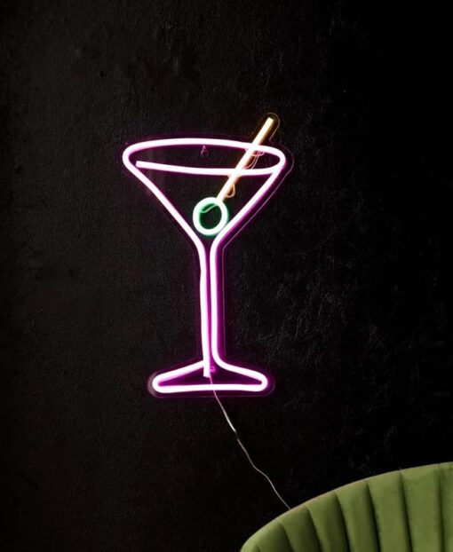Cocktail Glass Neon Wall Light