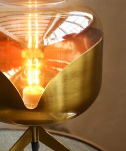 Retro Golden Glass Tripod Table Lamp