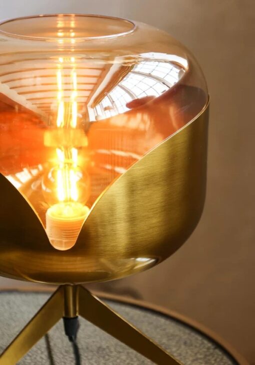 Retro Golden Glass Tripod Table Lamp
