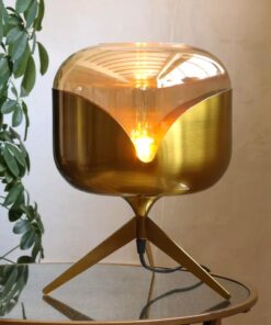 Retro Golden Glass Tripod Table Lamp