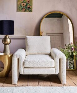 Lexi Ivory Curved Boucle Armchair