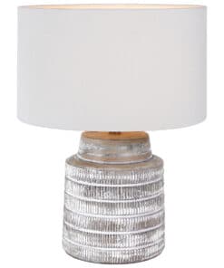 White Wash Wood Textured Table Lamp