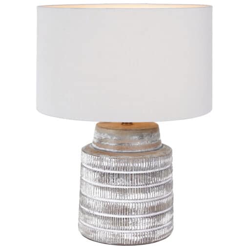 White Wash Wood Textured Table Lamp