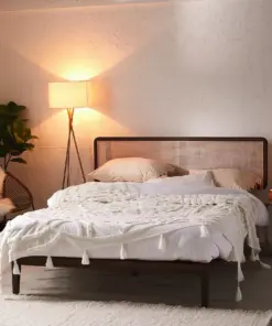 Marte Rattan Black Double Bed