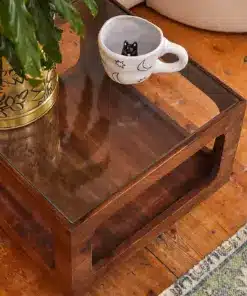 Cynthia Glass Top Square Coffee Table