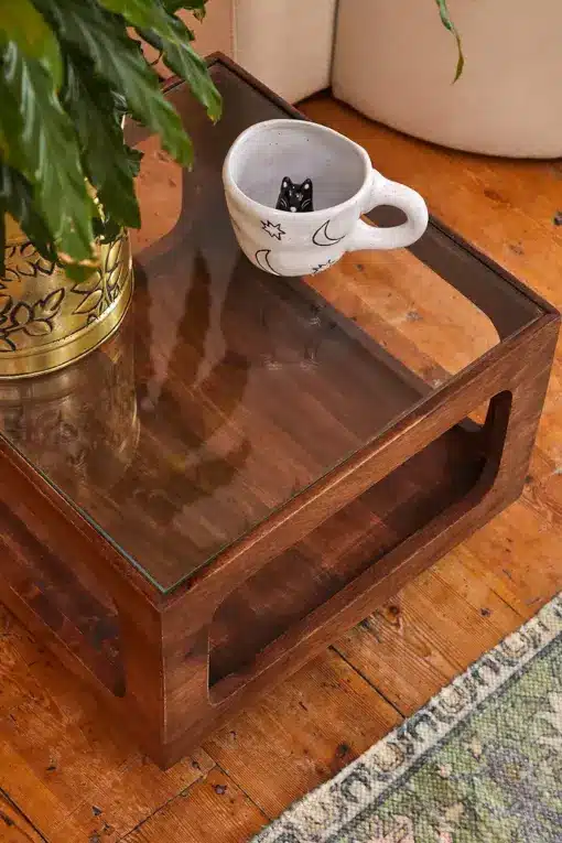 Cynthia Glass Top Square Coffee Table