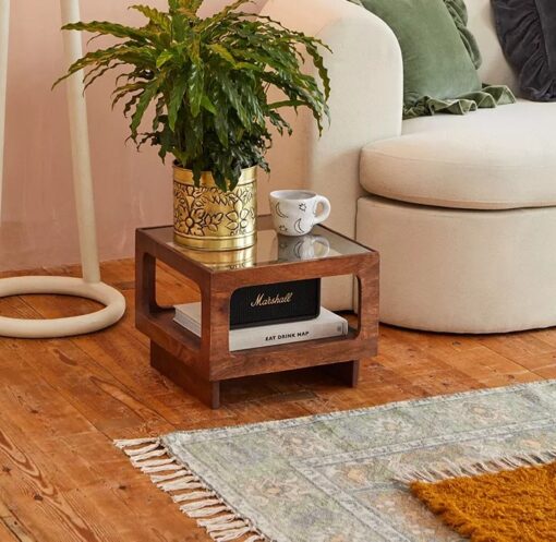 Cynthia Glass Top Square Coffee Table