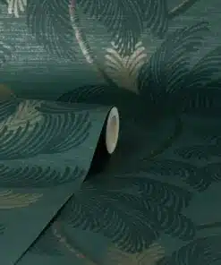 Palm Print Emerald Green Wallpaper